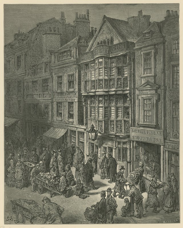 Ilustração retratando a rua de Bishopsgate de Gustave Dore