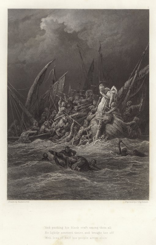 Ilustração para Vivien por Alfred Tennyson de Gustave Dore