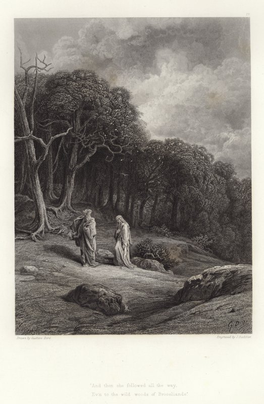 Ilustração para Vivien por Alfred Tennyson de Gustave Dore