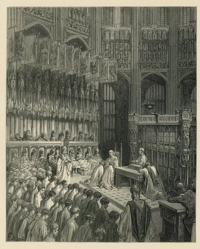 Vista interior, de, abadia westminster de Gustave Dore