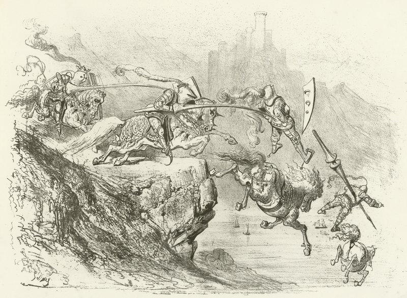Cavaleiro Errantry no 12o século (gravure) de Gustave Dore