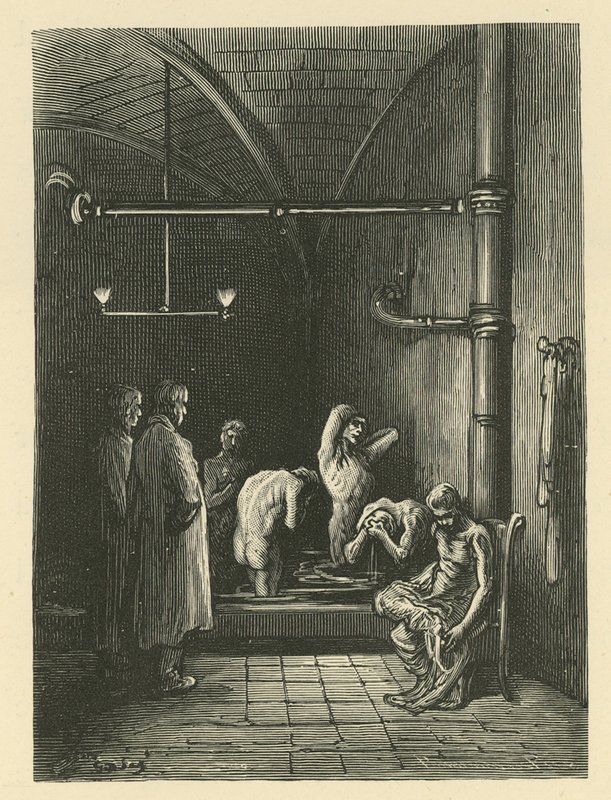 Homens nos banhos da Casa do Refúgio de Gustave Dore
