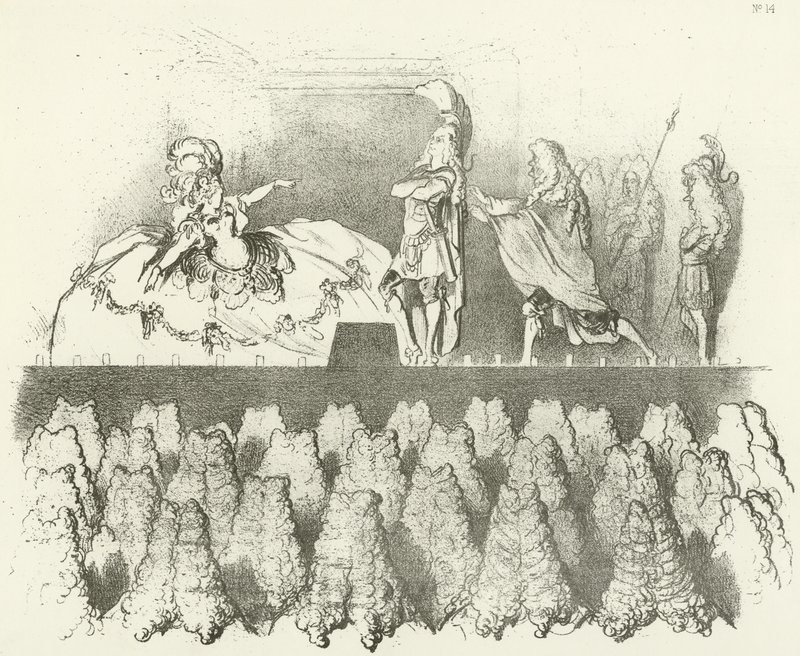 Racine realizada perante o Tribunal de Versalhes 1695 (gravura) de Gustave Dore