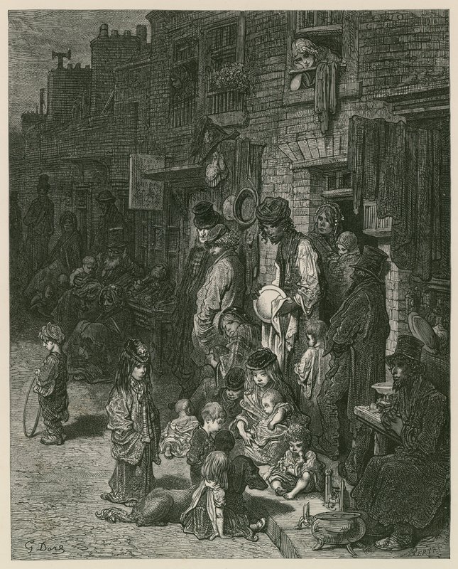 Favelas em Londres (gravura) de Gustave Dore