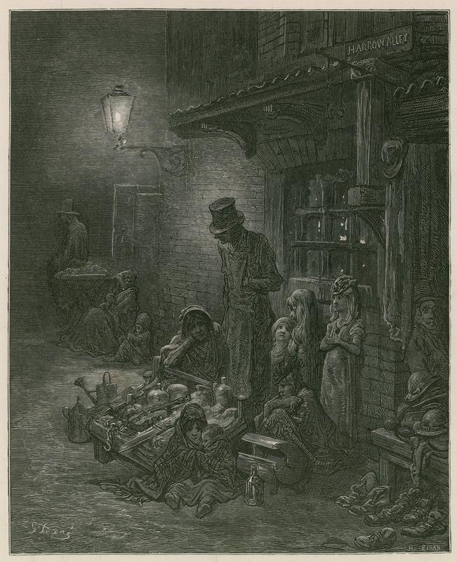 Favelas em Londres de Gustave Dore