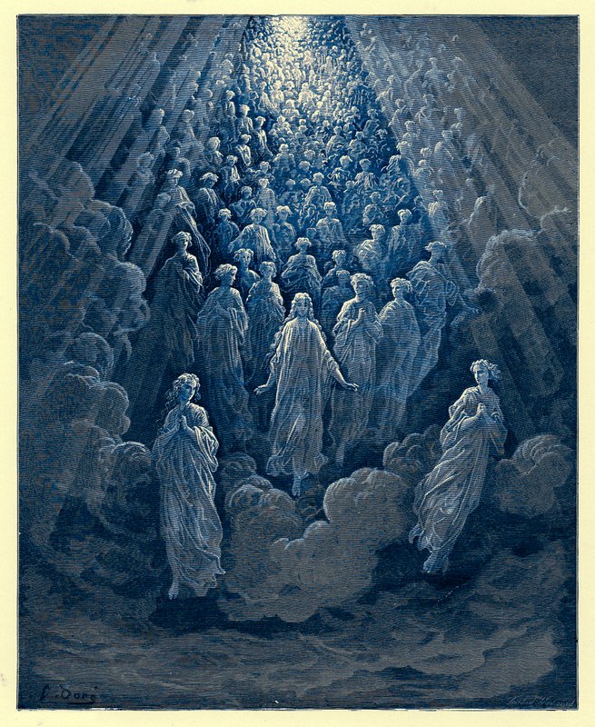 Os anjos no planeta Mercúrio, ilustração de &39;The Dore Gallery&39;, publicado c.1890 (imagem digital aprimorada) de Gustave Dore
