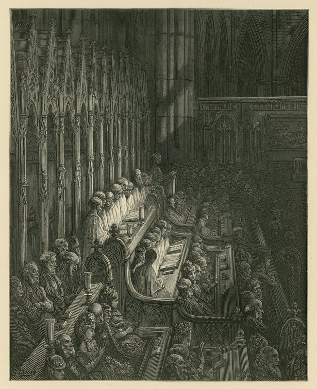 O Coro da Abadia de Westminster de Gustave Dore