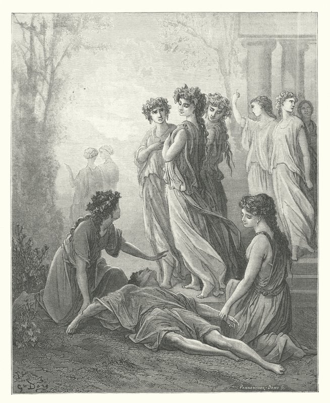 As Fábulas de La Fontaine: Daphnis e Alcimadura (gravura) de Gustave Dore
