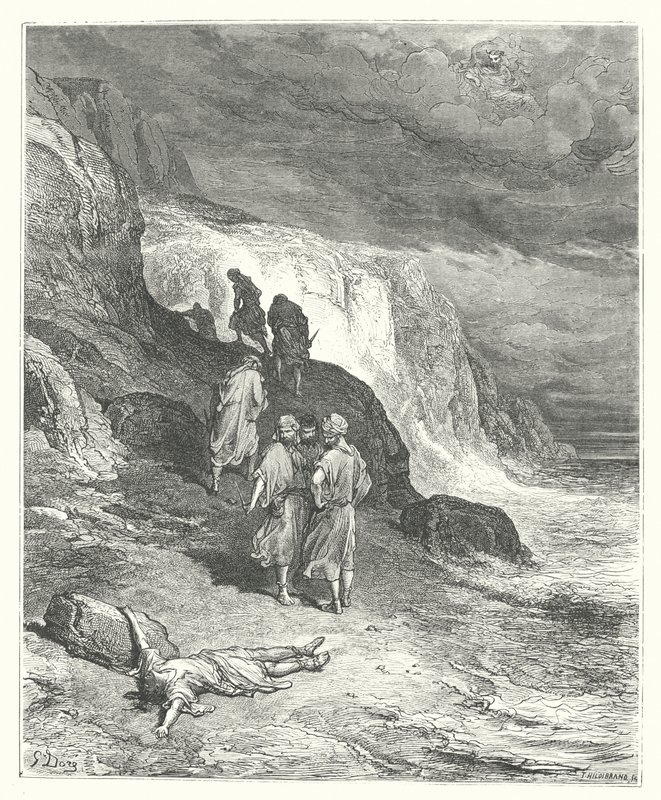 As Fábulas de La Fontaine: Júpiter e o Viajante (gravura) de Gustave Dore
