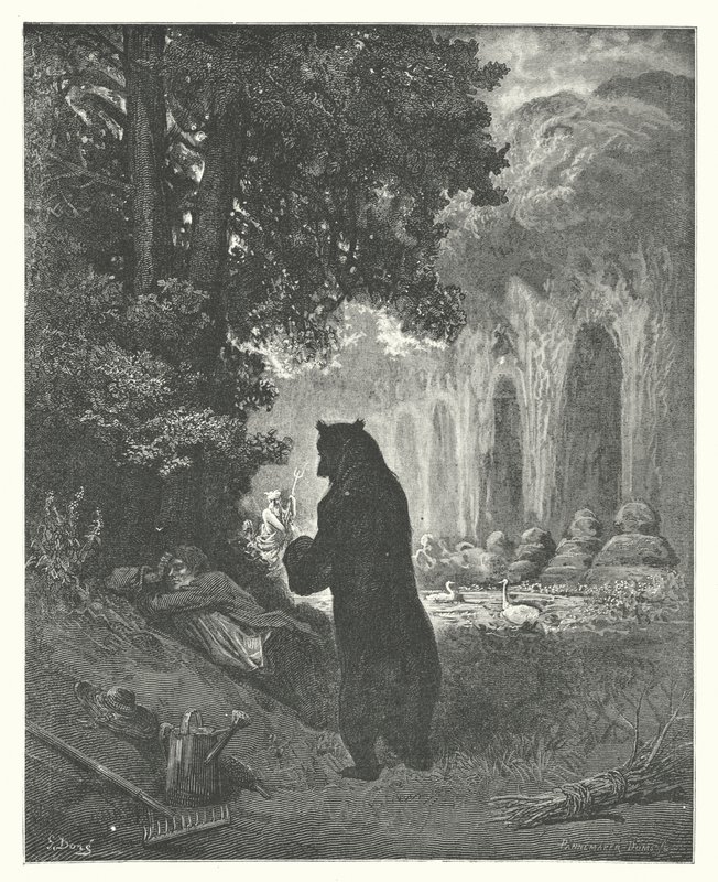 As Fábulas de La Fontaine: O Urso e o Amador de Jardinagem (gravura) de Gustave Dore