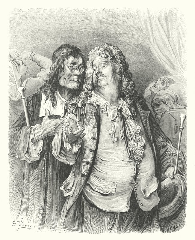 As Fábulas de La Fontaine: Os Médicos (gravura) de Gustave Dore