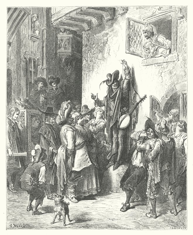 As Fábulas de La Fontaine: O Louco que Vendeu a Sabedoria (gravura) de Gustave Dore