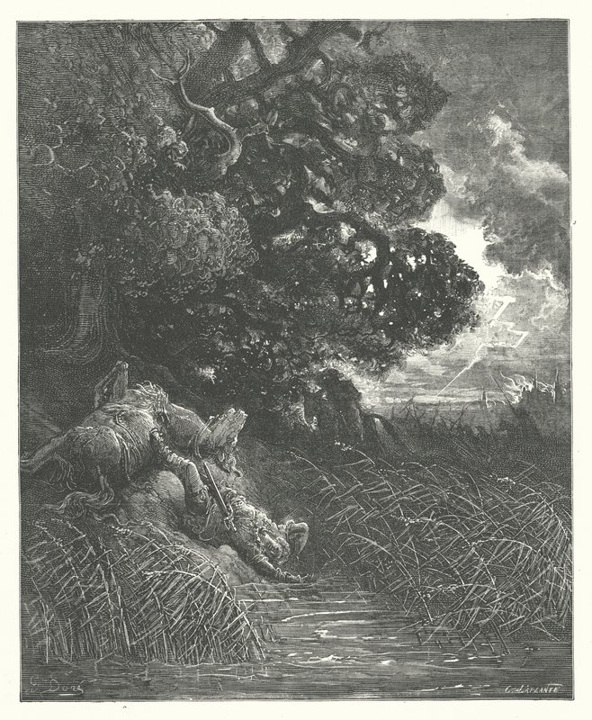 As Fábulas de La Fontaine: O carvalho e a cana (gravura) de Gustave Dore