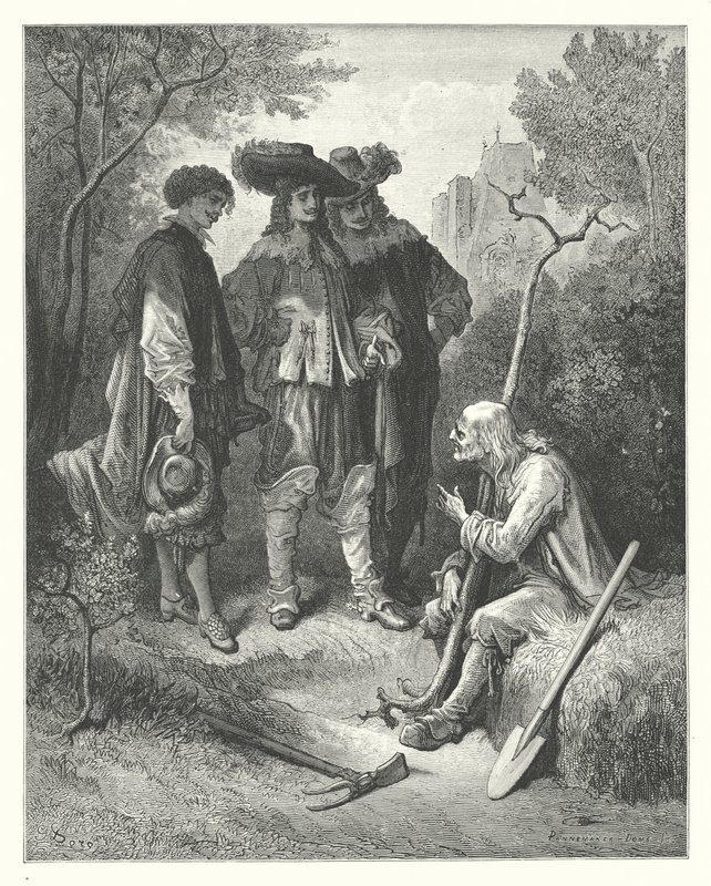 As Fábulas de La Fontaine: O Velho e os Três Jovens (gravura) de Gustave Dore