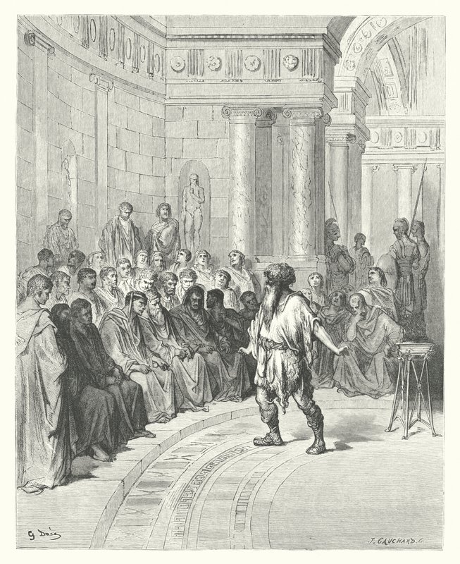 As Fábulas de La Fontaine: O Camponês do Danúbio (gravura) de Gustave Dore
