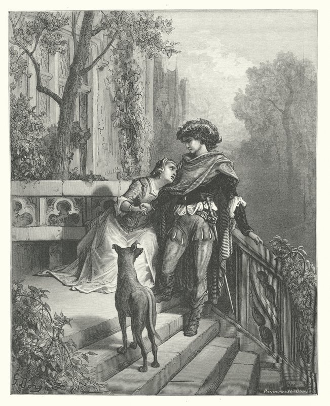 As Fábulas de La Fontaine: Os Dois Pombos (gravura) de Gustave Dore