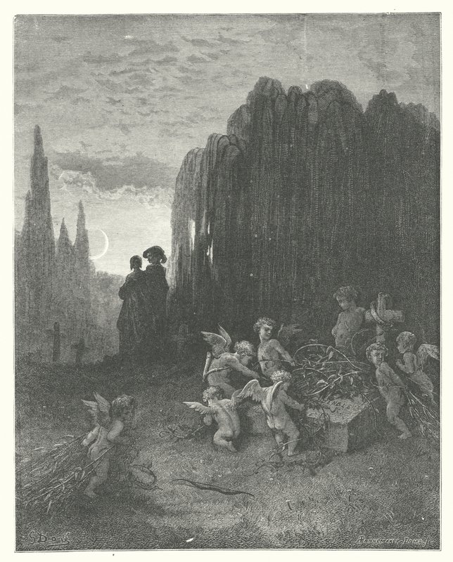 As Fábulas de La Fontaine: A jovem viúva (gravura) de Gustave Dore