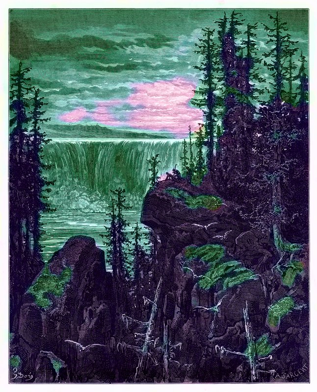 As Cataratas do Niágara, ilustração de &39;The Dore Gallery&39;, gravada por A. Sargent, publicada em c.1890 (imagem digitalmente aprimorada) de Gustave Dore