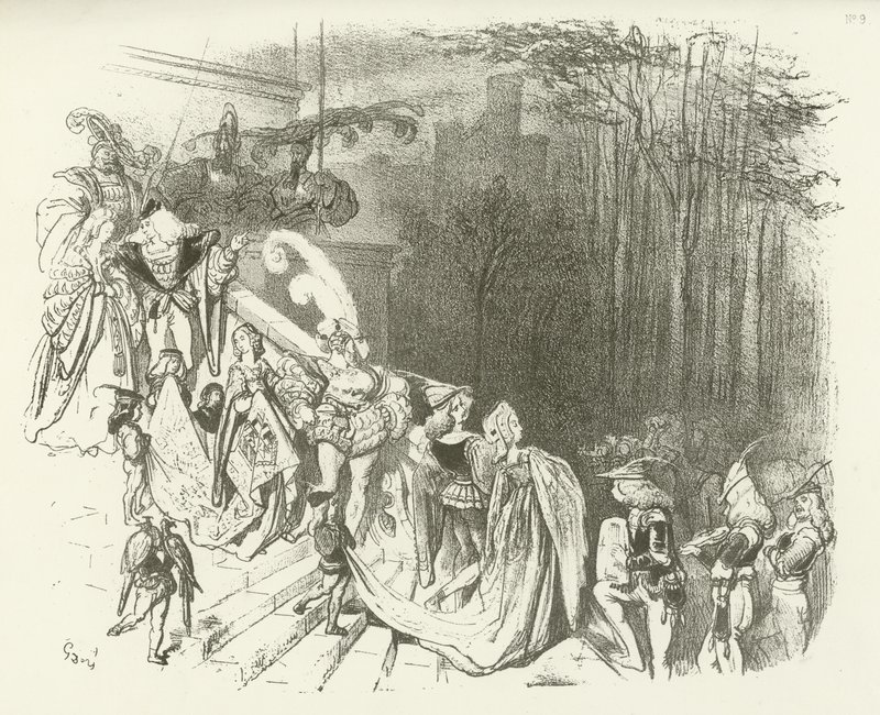 Os Senhores e Senhoras do Castelo. Início do século XVI (gravura) de Gustave Dore