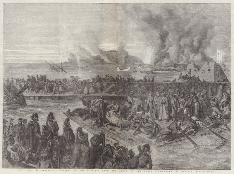 O Cerco de Sebastopol, Retiro dos Russos do Sul para o Lado Norte de Gustave Dore