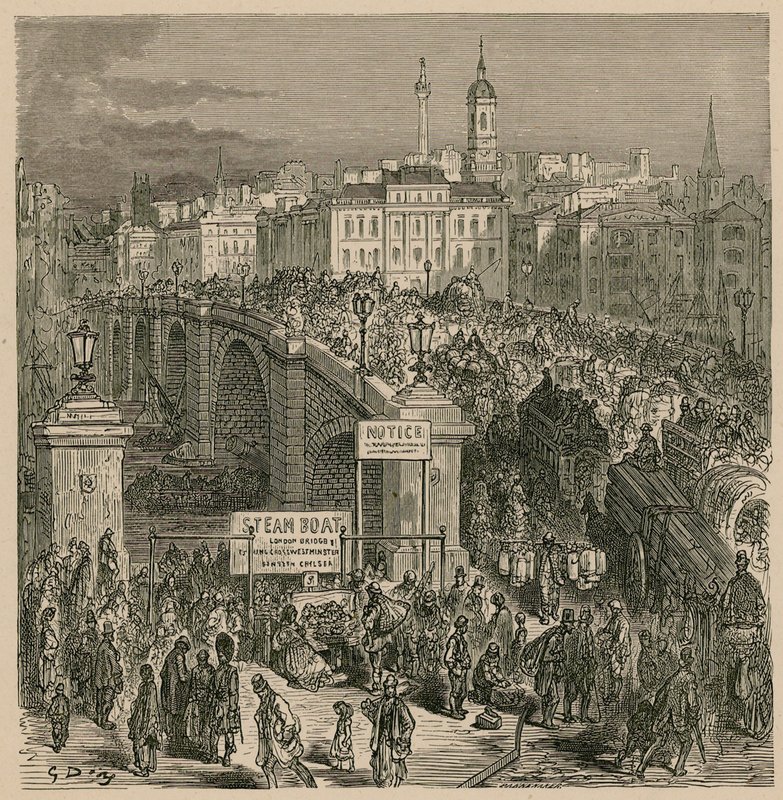 Tráfego na ponte de Londres de Gustave Dore