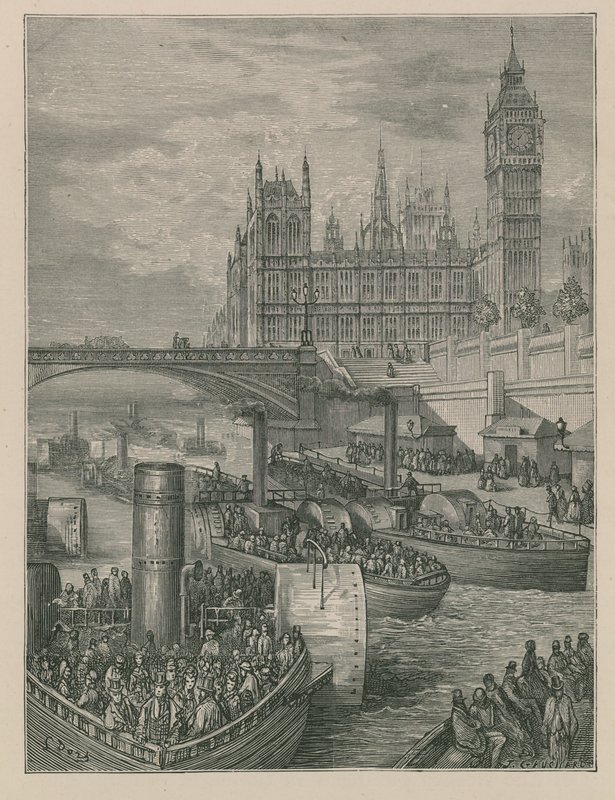 Escadas de Westminster - Steamers Deixando de Gustave Dore