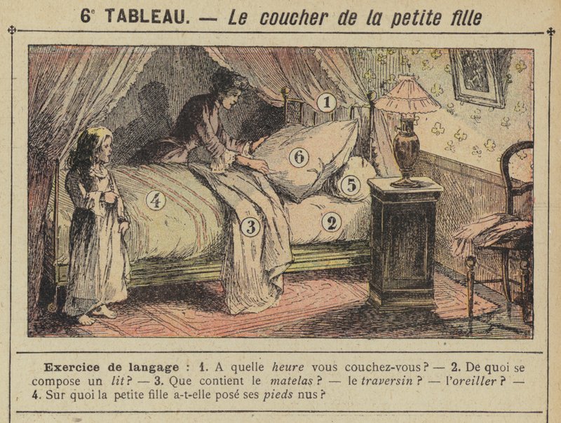 A hora de dormir da menina (cor litho) de Gustave Fraipont