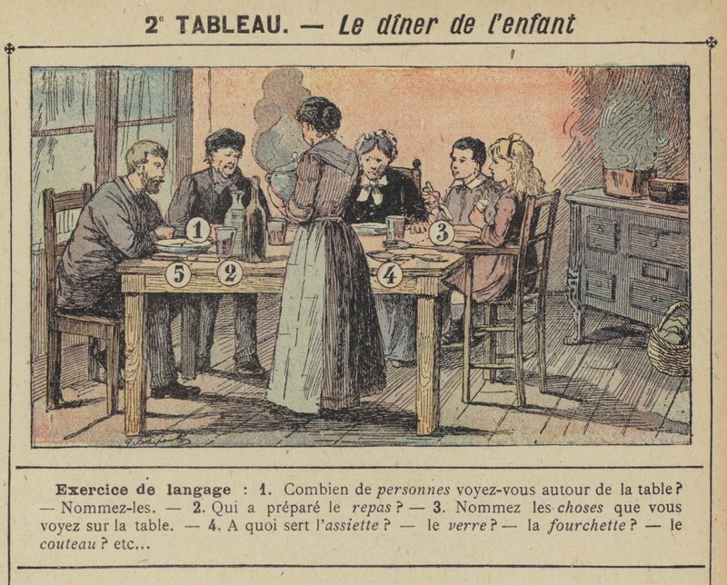 O jantar da criança (cor litho) de Gustave Fraipont