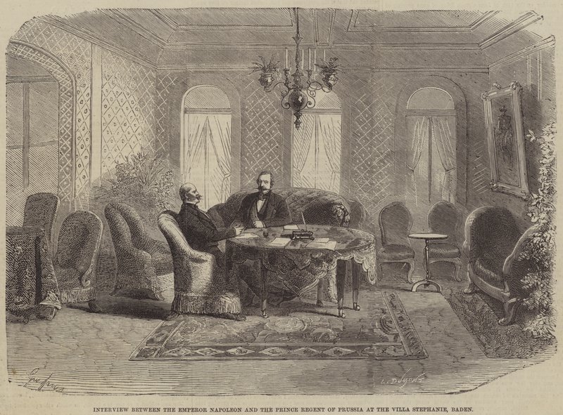 Entrevista entre o Imperador Napoleão e o Príncipe Regente da Prússia na Villa Stephanie, Baden de Gustave Janet