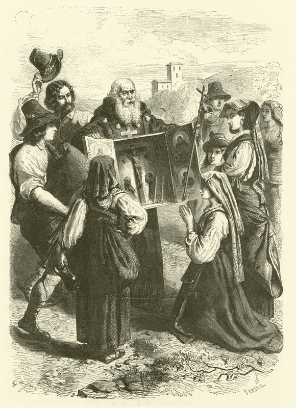 O expositor de relíquias, Itália (gravura) de Gustave Janet
