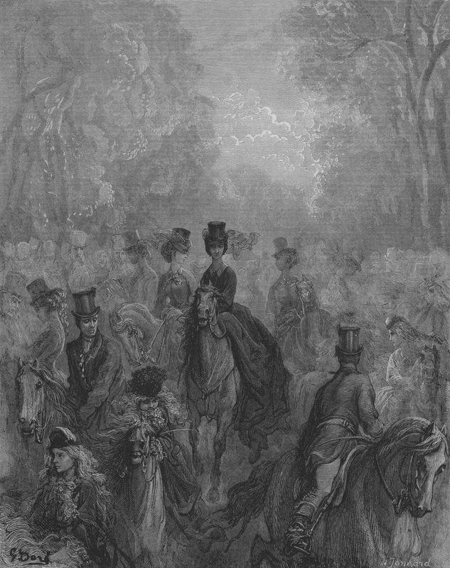 Hyde Park, The Ladys Mile, Senhoras Caminhada de Gustave after Dore