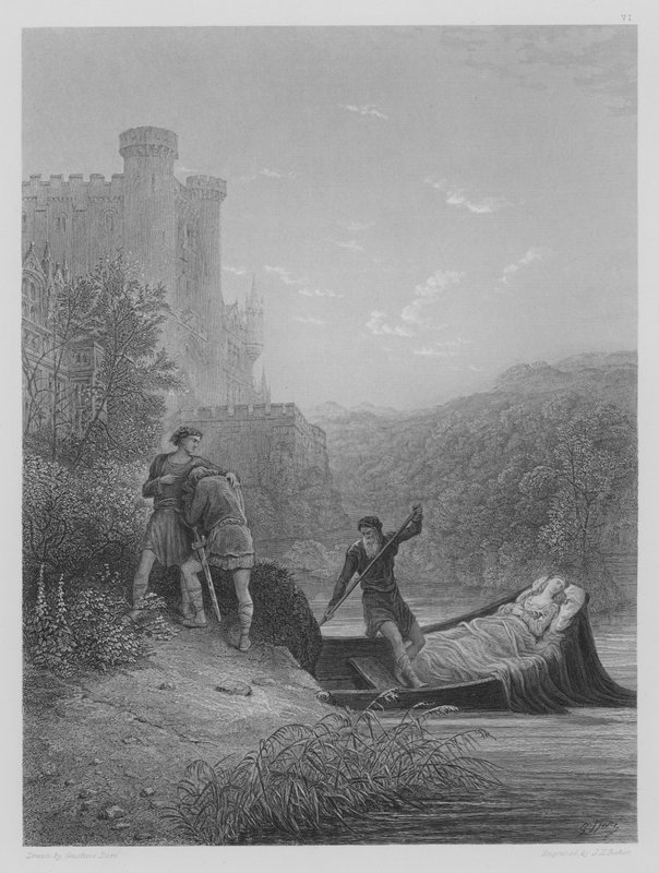 Torre e Lavaine despedem-se do Corpo de Elaine de Gustave after Dore