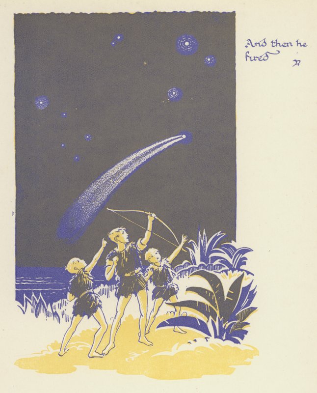 Peter Pan e Wendy: E então ele disparou (lito colorido) de Gwynedd M. Hudson