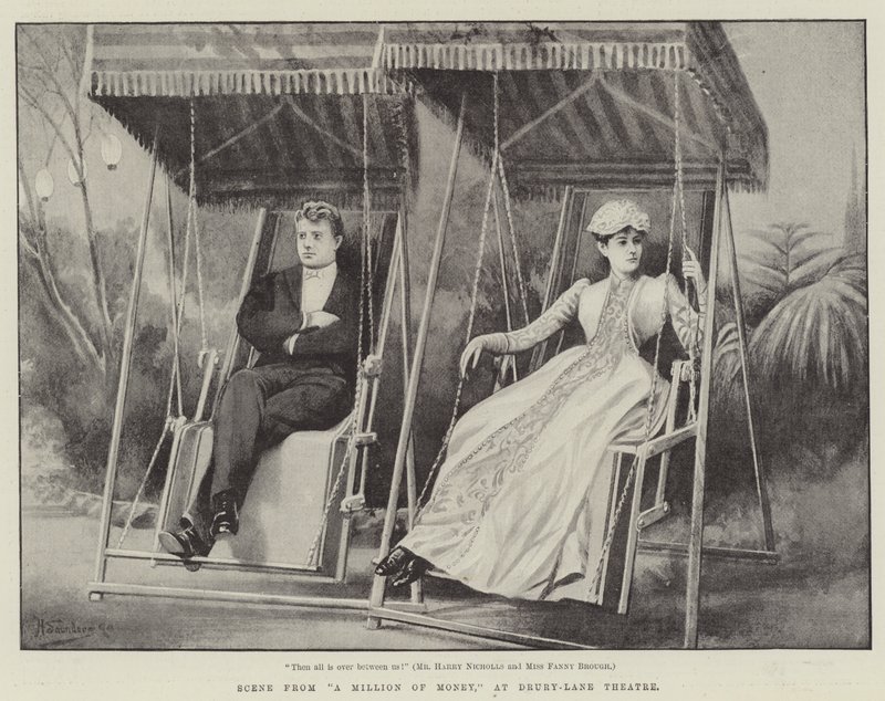 Cena de um milhão de dinheiro, no teatro Drury-Lane de H. Saunders