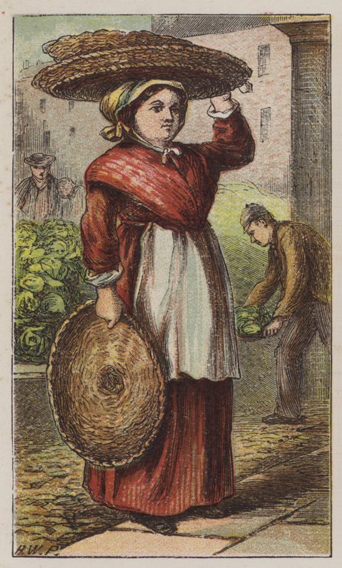 Basket Woman (cor litho) de H.W. (after) Petherick