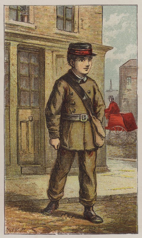 Telegraph Boy (cor litho) de H.W. (after) Petherick