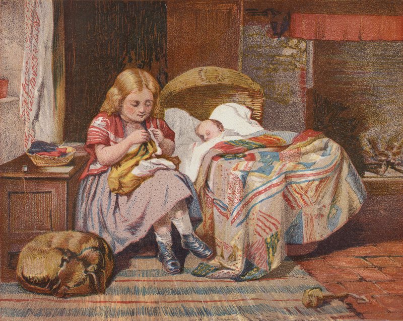 Ajuda da mãe (litografia a cores) de H. Garland