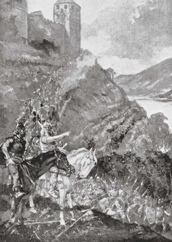 Teutões e celtas unem-se para expulsar os romanos da Gália (litografia) de H. M. (after) Burton