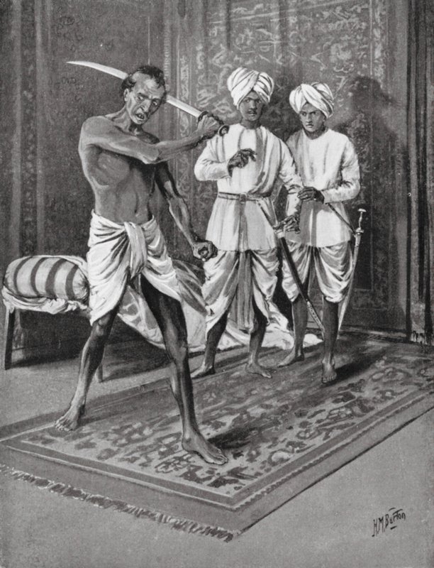 Último ato de Malik Naib Kafur, 1316 d.C. (litografia) de H. M. (after) Burton