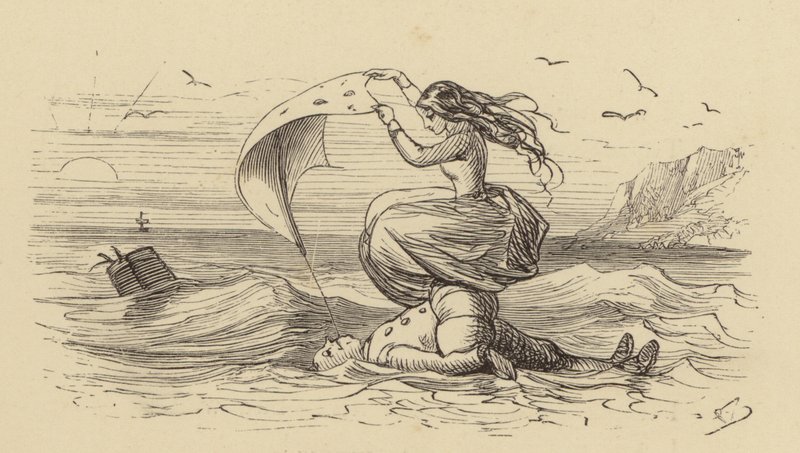 Arabella salva o Sur Guy de se afogar (gravação) de Hablot Knight Browne