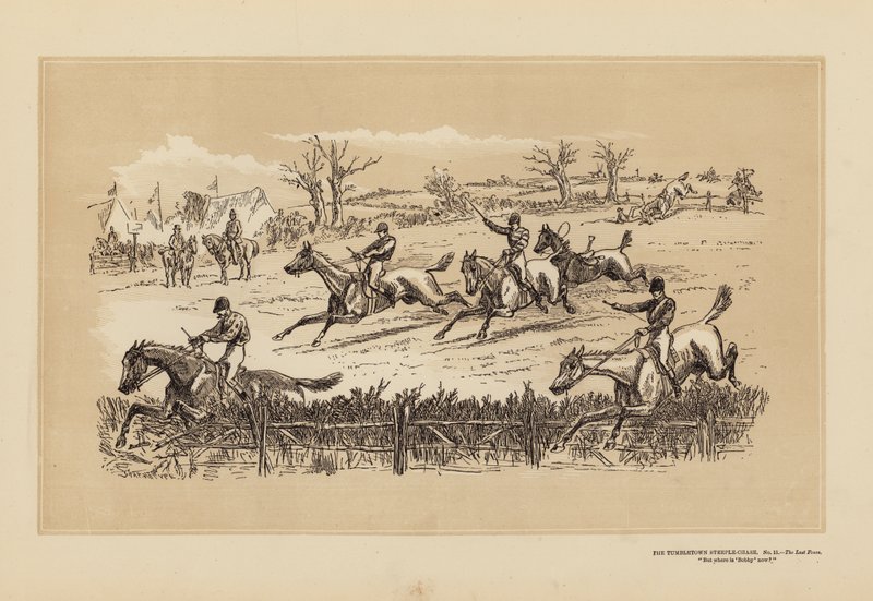 Tumbletown Steeple-Chase, n.º 11, The Last Fence (gravura) de Hablot Knight (1815 92) Browne