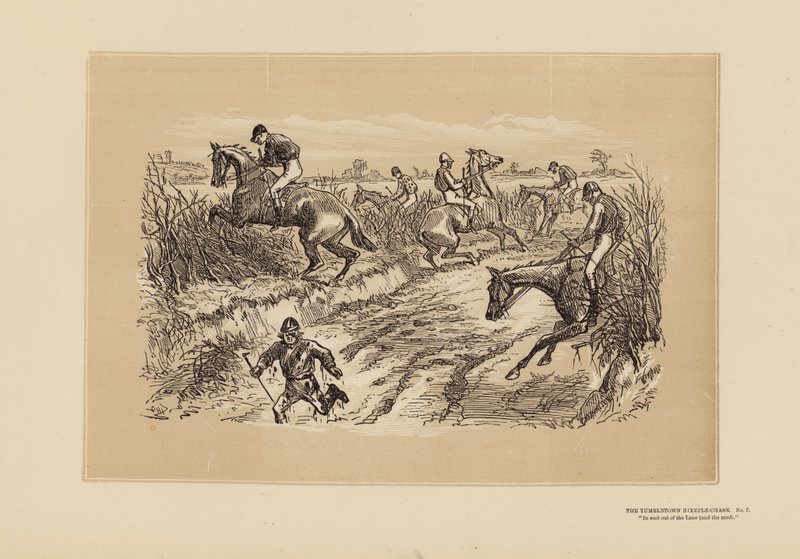 O Tumbletown Steeple-Chase, n.º 7, The Lane (gravura) de Hablot Knight (1815 92) Browne
