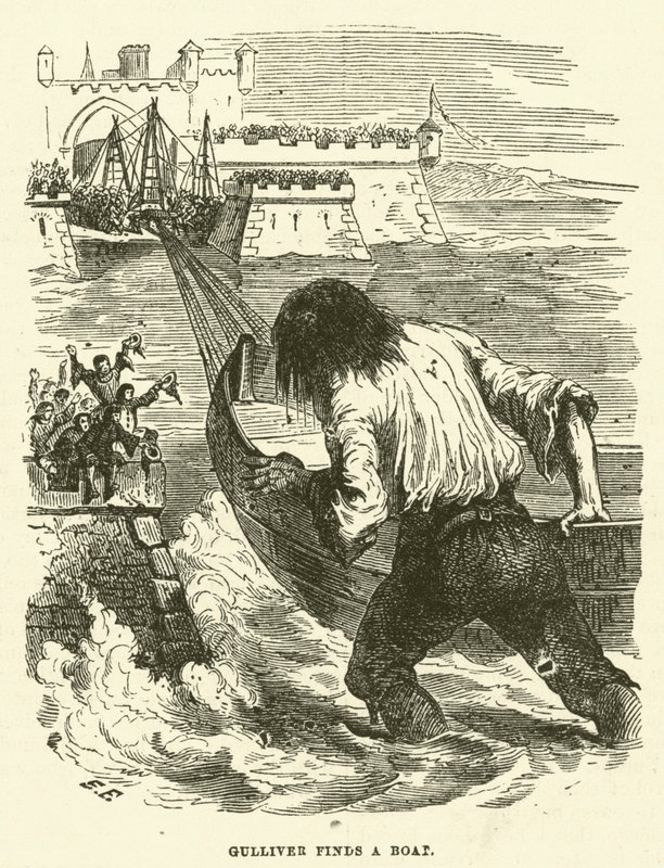 Gulliver encontra um barco (gravura) de after Hablot Knight Browne