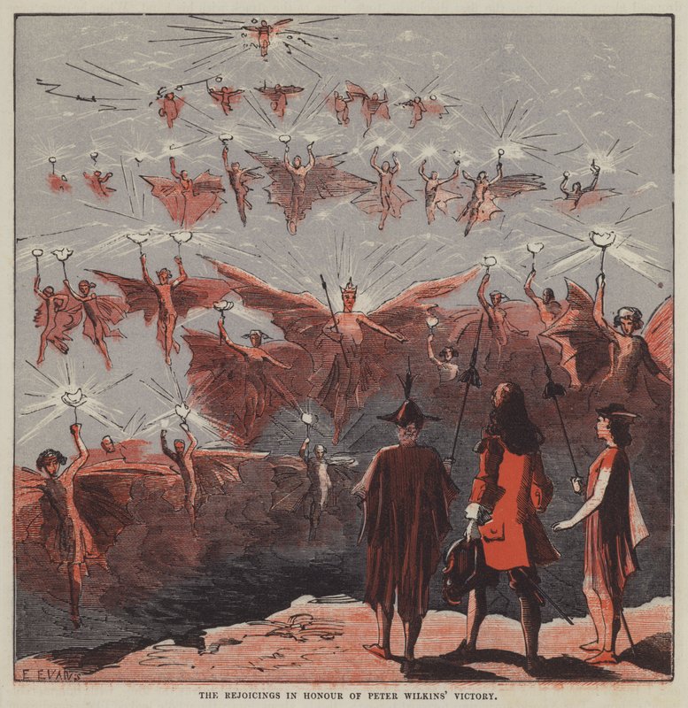 As alegrias em honra da vitória de Peter Wilkins (cor litho) de after Hablot Knight Browne