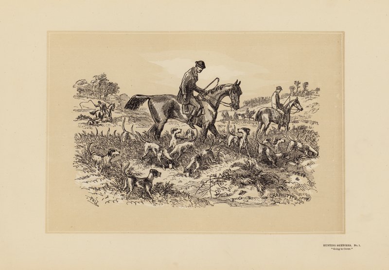 Esboços de Caça, n.º 1, Indo para a Capa (gravura) de Hablot Knight (1815 92) Browne
