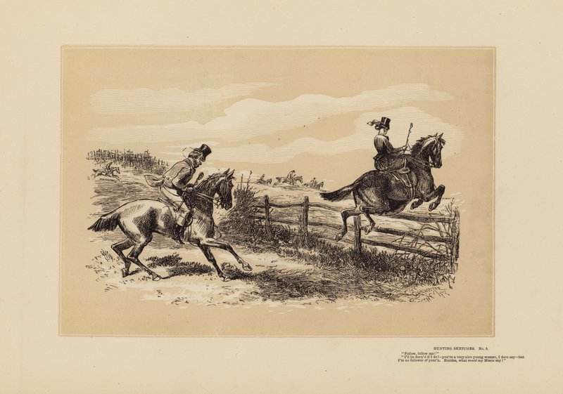 Esboços de Caça, n.º 3, Follow my Leader, eh (gravura) de Hablot Knight (1815 92) Browne