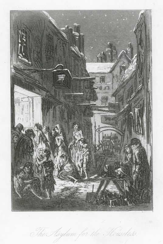 Ruas de Londres: O Asilo para os Sem-Abrigo (gravura) de Hablot Knight (1815 92) Browne