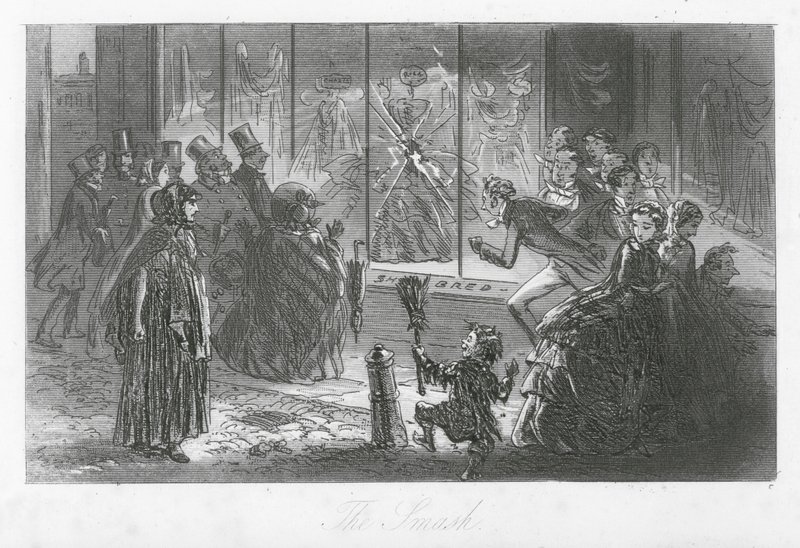 Ruas de Londres: The Smash (gravura) de Hablot Knight (1815 92) Browne