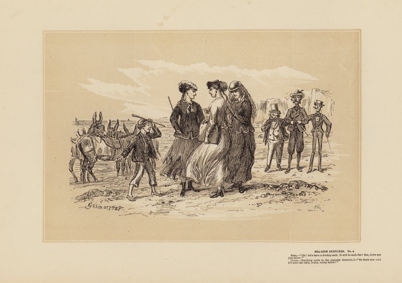 Esboços à beira-mar, n.º 4, Os três burros (gravura) de Hablot Knight (1815 92) Browne