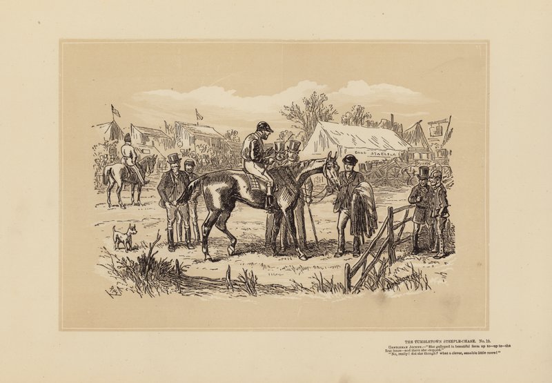 A Tumbletown Steeple-Chase, n.º 12, depois da corrida (gravura) de Hablot Knight (1815 92) Browne